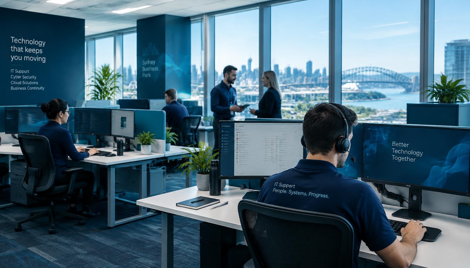 Technology professionals working together in a modern office