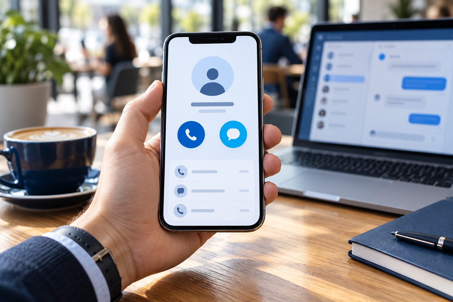 Smartphone with a business calling interface in a remote workspace